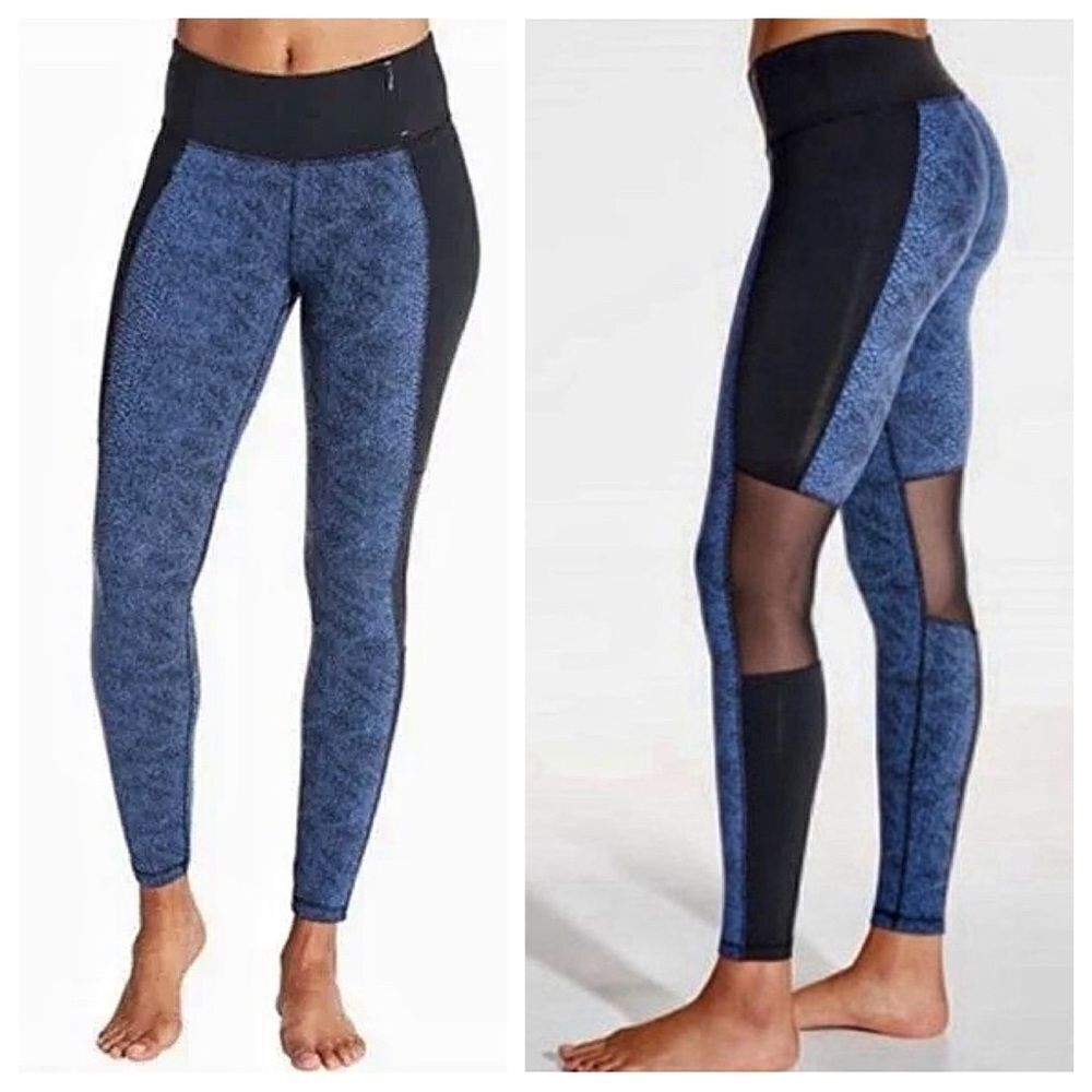 Calia Carried Underwood Leggings Blue Black Jacquard Mesh Workout Gym